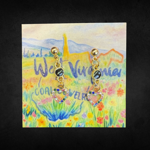 Multicolored Rhinestone Heart Earrings