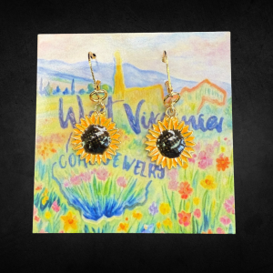 Coal Sunflower Earrings