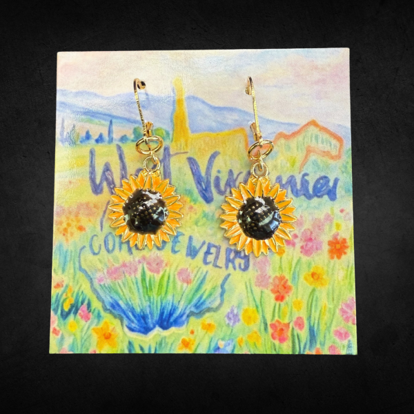 Coal Sunflower Earrings