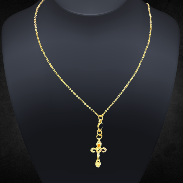 Multicolor Crystal Cross and Coal Necklace - Image 2